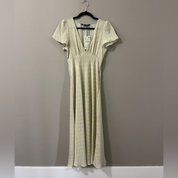 NWT ZARA Polka Dot Satin Dress - Picture 11 of 12
